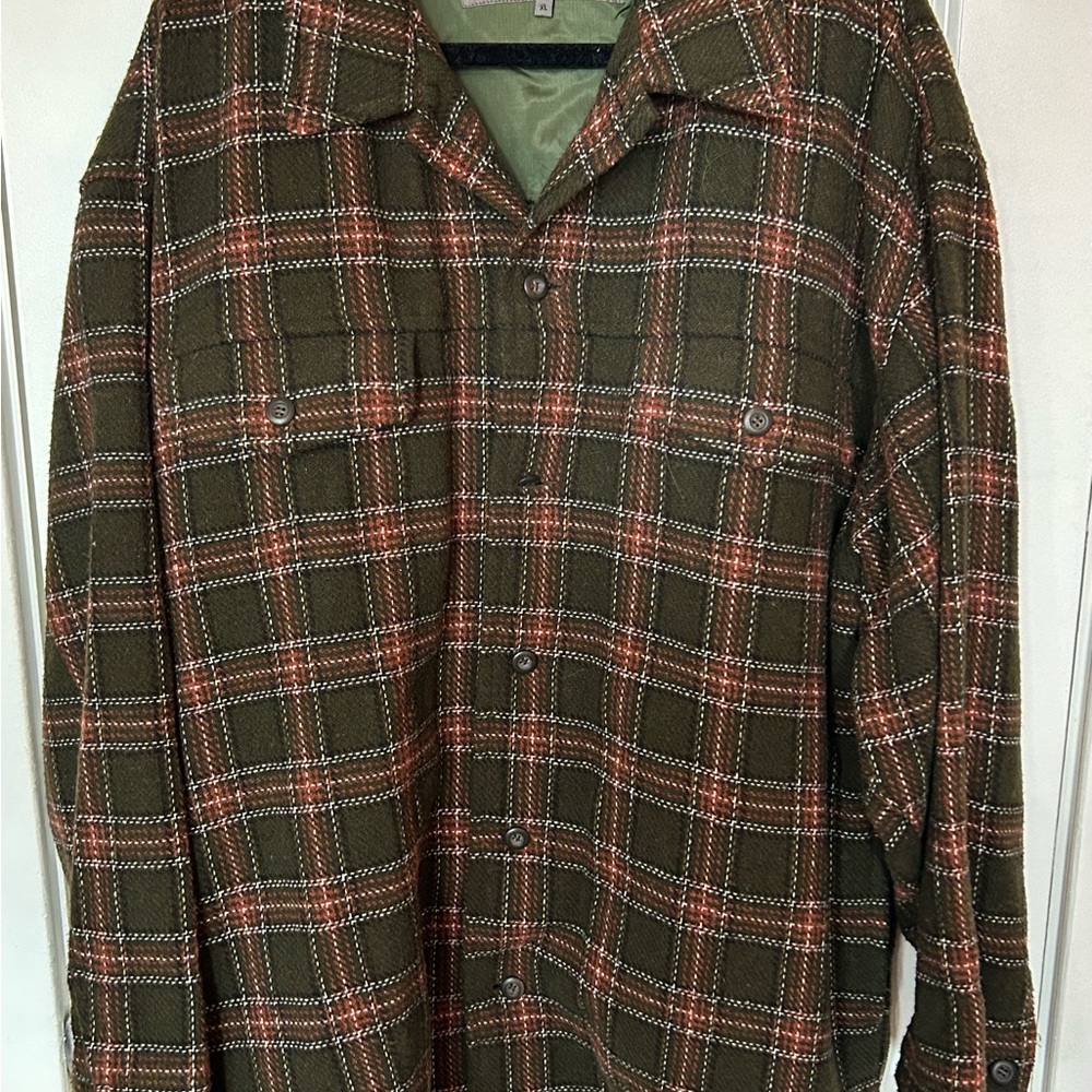 Vintage Le Collezioni Structure Mens Wool Plaid Coat Jacket Shirt XL  Italy
